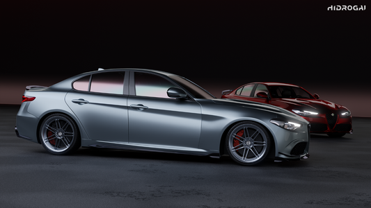 Alfa Romeo Giulia Sport Veloce Ti Sprint RWD AWD Lusso Base 2017 2018 2019 2020 2021 2022 2023 2024 with Aftermarket Parts - "HIDROGAI" Side Skirts Carbon Fiber / FRP from Robot Craftsman