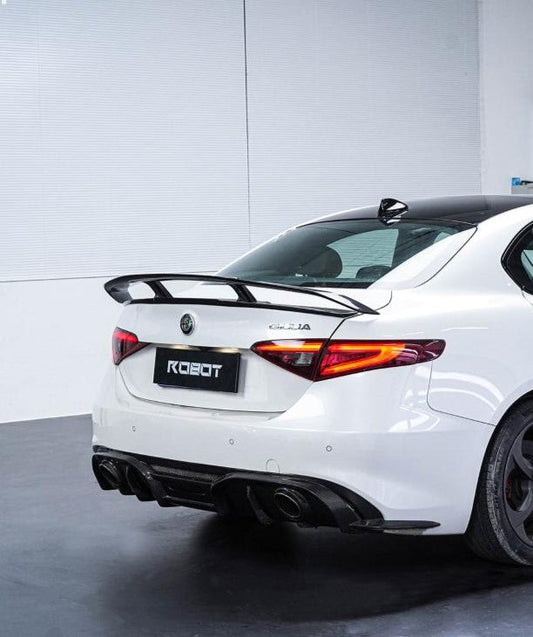 Alfa Romeo Giulia Sport Veloce Ti Sprint RWD AWD Lusso Base 2017 2018 2019 2020 2021 2022 2023 2024 with Aftermarket Parts - "HIDROGAI" Rear Spoiler Wing Carbon Fiber / FRP from Robot Craftsman