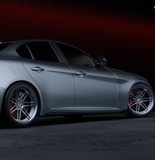 Alfa Romeo Giulia Sport Veloce Ti Sprint RWD AWD Lusso Base 2017 2018 2019 2020 2021 2022 2023 2024 with Aftermarket Parts - "HIDROGAI" Side Skirts Carbon Fiber / FRP from Robot Craftsman