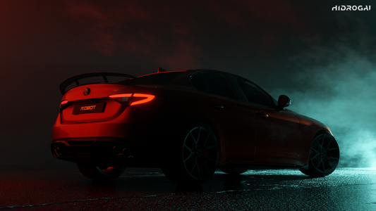 Alfa Romeo Giulia Sport Veloce Ti Sprint RWD AWD Lusso Base 2017 2018 2019 2020 2021 2022 2023 2024 with Aftermarket Parts - "HIDROGAI" Rear Diffuser Carbon Fiber / FRP from Robot Craftsman