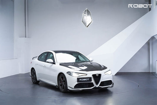 Alfa Romeo Giulia Sport Veloce Ti Sprint RWD AWD 2017 2018 2019 2020 2021 2022 2023 2024 (not suitable for Base and Lusso front bumpers) with Aftermarket Parts - "HIDROGAI" Front Corner Canards Carbon Fiber / FRP from Robot Craftsman