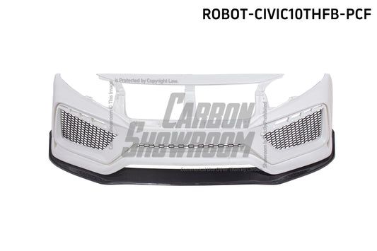 Honda Civic 10th Gen FC1 FC2 FC5 FC6 2016 2017 2018 2019 2020 2021 & Civic 10th Gen FC3 FC4 2017 2018 2019 2020 2021 & Civic 10th Gen FK7 2017 2018 2019 2020 2021 (compatible with ROBOT CRAFTSMAN front bumper) with Aftermarket Parts - Front Bumper & Front Lip Carbon Fiber / FRP from Robot Craftsman