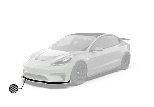 Tesla Model 3 Performance Long Range Standard Base 2017 2018 2019 2020 2021 2022 2023 with Aftermarket Parts - Crypton Front Bumper & Lip Carbon Fiber / FRP from Robot Craftsman