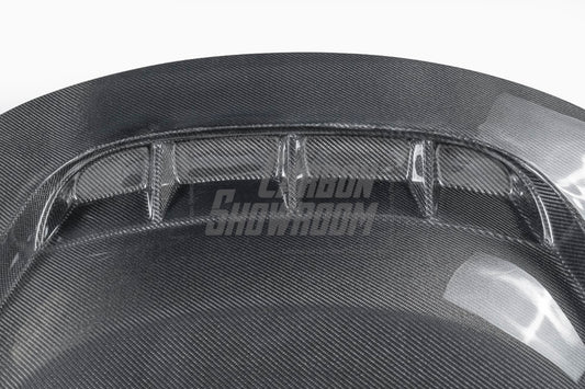 Tesla Model 3 Performance Long Range Standard Base 2017 2018 2019 2020 2021 2022 2023 with Aftermarket Parts - "Crypton" Hood Bonnet Carbon Fiber / FRP from Robot Craftsman