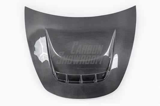 Tesla Model 3 Performance Long Range Standard Base 2017 2018 2019 2020 2021 2022 2023 with Aftermarket Parts - "Crypton" Hood Bonnet Carbon Fiber / FRP from Robot Craftsman