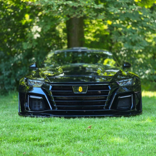 Ford Mustang Ecoboost V6 GT 5.0 Mach1 Bullitt S550.1 S550.2 2015 2016 2017 2018 2019 2020 2021 2022 2023 with Aftermarket Parts - DAWN Front Lip Carbon Fiber / FRP from Robot Craftsman