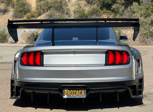 Upgrade Your Ford Mustang Ecoboost V6 GT March1 Bullitt S550.1 S550.2 2015 2016 2017 2018 2019 2020 2021 2022 2023 with Aftermarket Parts - DAWN & DUSK Rear Bumper & Diffuser & Exhaust Tip Trim Carbon Fiber / FRP from Robot Craftsman