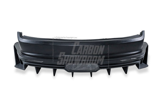 Ford Mustang Ecoboost V6 GT March1 Bullitt S550.1 S550.2 2015 2016 2017 2018 2019 2020 2021 2022 2023 with Aftermarket Parts - DAWN & DUSK Rear Bumper & Diffuser & Exhaust Tip Trim Carbon Fiber / FRP from Robot Craftsman