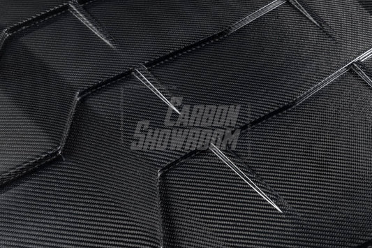 Ford Mustang Ecoboost V6 GT March1 Bullitt S550.1 S550.2 2015 2016 2017 2018 2019 2020 2021 2022 2023 with Aftermarket Parts - "DAWN & DUSK" Rear Window Louvers Carbon Fiber / FRP from Robot Craftsman