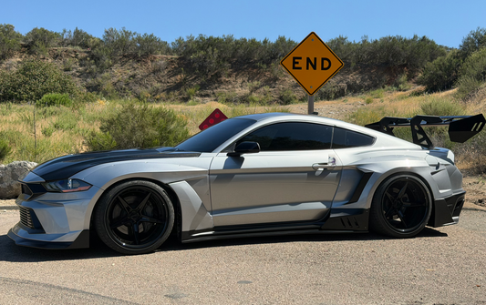 ord Mustang Ecoboost V6 GT S550.1 2015 2016 2017 & Mustang Ecoboost V6 GT March1 Bullitt S550.2 2018 2019 2020 2021 2022 2023 with Aftermarket Parts - " DAWN & DUSK " Widebody Fender Flares Wheel Arches & Side Skirts Carbon Fiber / FRP from Robot Craftsman