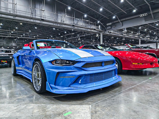 Ford Mustang Ecoboost V6 GT 2015 2016 2017 & Mustang Ecoboost V6 GT S550.1 2015 2016 2017 & Mustang Ecoboost V6 GT March1 Bullitt S550.2 2018 2019 2020 2021 2022 2023 with Aftermarket Parts - DUSK Front Bumper & Lip (Badge included) & Replacement Front Lip Only Carbon Fiber / FRP from Robot Craftsman