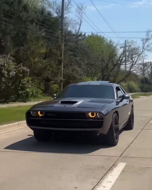 Dodge Challenger Demon Redeye Hellcat T/A Scat Pack 392 SRT R/T SXT SE 2008 2009 2010 2011 2012 2013 2014 2015 2016 2017 2018 2019 2020 2021 2022 2023 with Aftermarket Parts - "CHOPPER" Front Bumper Carbon Fiber / FRP from Robot Craftsman