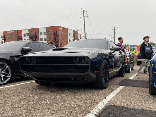 Dodge Challenger Demon Redeye Hellcat T/A Scat Pack 392 SRT R/T SXT SE 2008 2009 2010 2011 2012 2013 2014 2015 2016 2017 2018 2019 2020 2021 2022 2023 with Aftermarket Parts - "CHOPPER" Front Bumper Carbon Fiber / FRP from Robot Craftsman