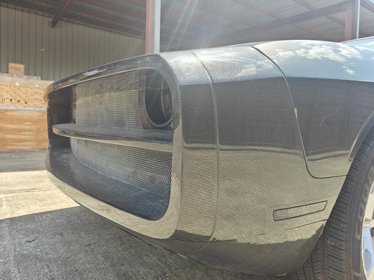 Dodge Challenger Demon Redeye Hellcat T/A Scat Pack 392 SRT R/T SXT SE 2008 2009 2010 2011 2012 2013 2014 2015 2016 2017 2018 2019 2020 2021 2022 2023 with Aftermarket Parts - "CHOPPER" Front Bumper Carbon Fiber / FRP from Robot Craftsman