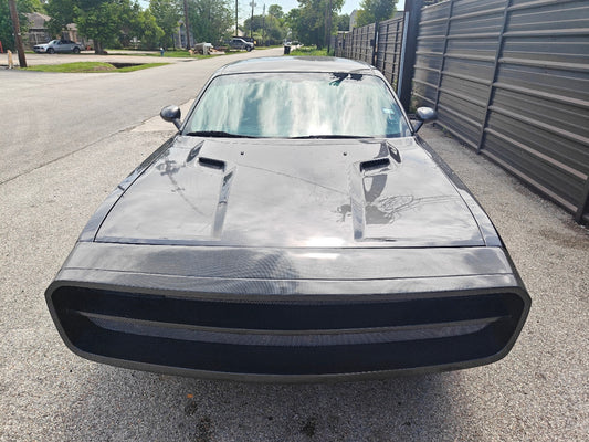 Dodge Challenger Demon Redeye Hellcat T/A Scat Pack 392 SRT R/T SXT SE 2008 2009 2010 2011 2012 2013 2014 2015 2016 2017 2018 2019 2020 2021 2022 2023 with Aftermarket Parts - "CHOPPER" Front Bumper Carbon Fiber / FRP from Robot Craftsman