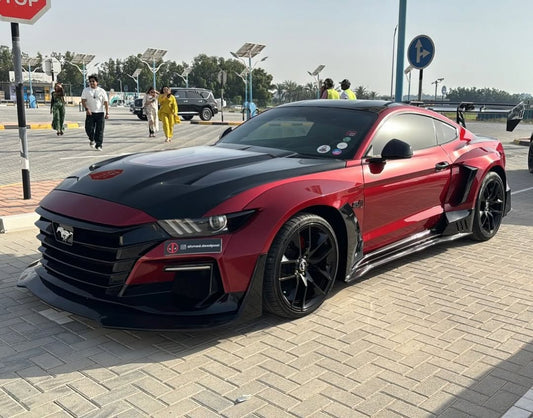 Ford Mustang Ecoboost V6 GT 2015 2016 2017 & Mustang Ecoboost V6 GT S550.1 2015 2016 2017 & Mustang Ecoboost V6 GT March1 Bullitt S550.2 2018 2019 2020 2021 2022 2023 with Aftermarket Parts - DUSK Front Bumper & Lip (Badge included) & Replacement Front Lip Only Carbon Fiber / FRP from Robot Craftsman