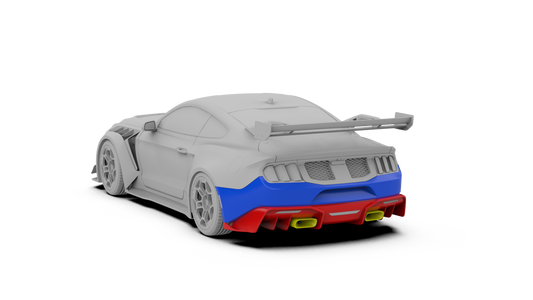 Ford Mustang Ecoboost V6 GT March1 Bullitt S550.1 S550.2 2015 2016 2017 2018 2019 2020 2021 2022 2023 with Aftermarket Parts - GTD Style Rear Bumper & Diffuser Carbon Fiber / FRP from Robot Craftsman