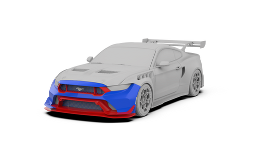 Ford Mustang Ecoboost V6 GT March1 Bullitt S550.1 S550.2 2015 2016 2017 2018 2019 2020 2021 2022 2023 (designed for ROBOT CRAFTSMAN S550 GTD Style widebody kit, S550.2 requires S550.1 headlight) with Aftermarket Parts - GTD Style Replacement Front Lip Only & Widebody Front Bumper & Lip Carbon Fiber / FRP from Robot Craftsman