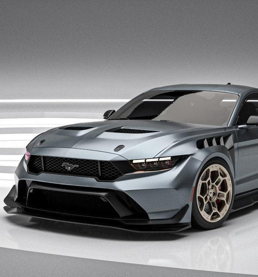 Ford Mustang Ecoboost V6 GT March1 Bullitt S550.1 S550.2 2015 2016 2017 2018 2019 2020 2021 2022 2023 (designed for ROBOT CRAFTSMAN S550 GTD Style widebody kit, S550.2 requires S550.1 headlight) with Aftermarket Parts - GTD Style Replacement Front Lip Only & Widebody Front Bumper & Lip Carbon Fiber / FRP from Robot Craftsman