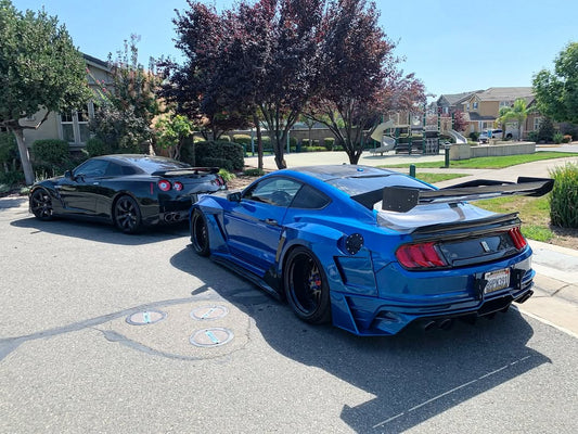 Ford Mustang Ecoboost V6 GT March1 Bullitt S550.1 S550.2 2015 2016 2017 2018 2019 2020 2021 2022 2023 (limits trunk functionality) with Aftermarket Parts - GTD Style Rear Spoiler Wing Carbon Fiber / FRP from Robot Craftsman