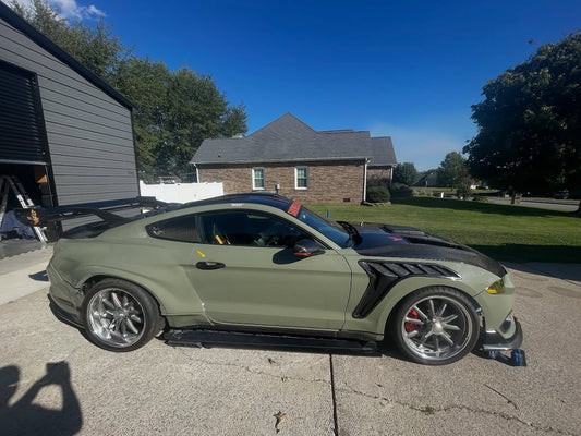Ford Mustang Ecoboost V6 GT March1 Bullitt S550.1 S550.2 2015 2016 2017 2018 2019 2020 2021 2022 2023 (limits trunk functionality) with Aftermarket Parts - GTD Style Rear Spoiler Wing Carbon Fiber / FRP from Robot Craftsman