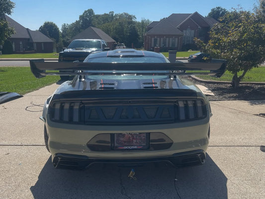 Ford Mustang Ecoboost V6 GT March1 Bullitt S550.1 S550.2 2015 2016 2017 2018 2019 2020 2021 2022 2023 (limits trunk functionality) with Aftermarket Parts - GTD Style Rear Spoiler Wing Carbon Fiber / FRP from Robot Craftsman