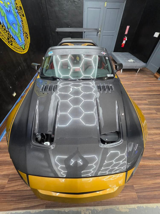 Ford Mustang Ecoboost V6 GT March1 Bullitt S550.2 2018 2019 2020 2021 2022 2023 with Aftermarket Parts - STORM Hood Bonnet Carbon Fiber / FRP from Robot Craftsman