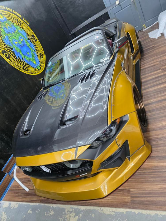 Ford Mustang Ecoboost V6 GT March1 Bullitt S550.2 2018 2019 2020 2021 2022 2023 with Aftermarket Parts - STORM Hood Bonnet Carbon Fiber / FRP from Robot Craftsman