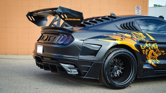 Upgrade Your Ford Mustang Ecoboost V6 GT March1 Bullitt S550.1 S550.2 2015 2016 2017 2018 2019 2020 2021 2022 2023 with Aftermarket Parts - "DAWN & DUSK" Rear Wing & Spoiler Carbon Fiber / FRP from Robot Craftsman