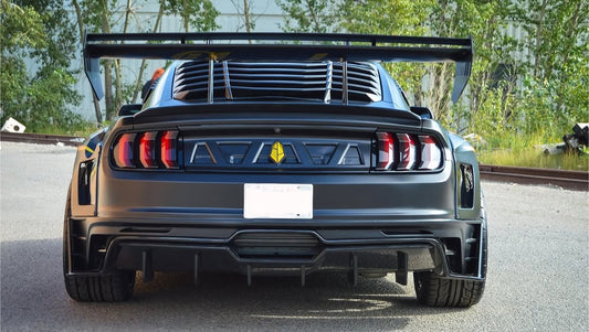 Upgrade Your Ford Mustang Ecoboost V6 GT March1 Bullitt S550.1 S550.2 2015 2016 2017 2018 2019 2020 2021 2022 2023 with Aftermarket Parts - "DAWN & DUSK" Rear Wing & Spoiler Carbon Fiber / FRP from Robot Craftsman