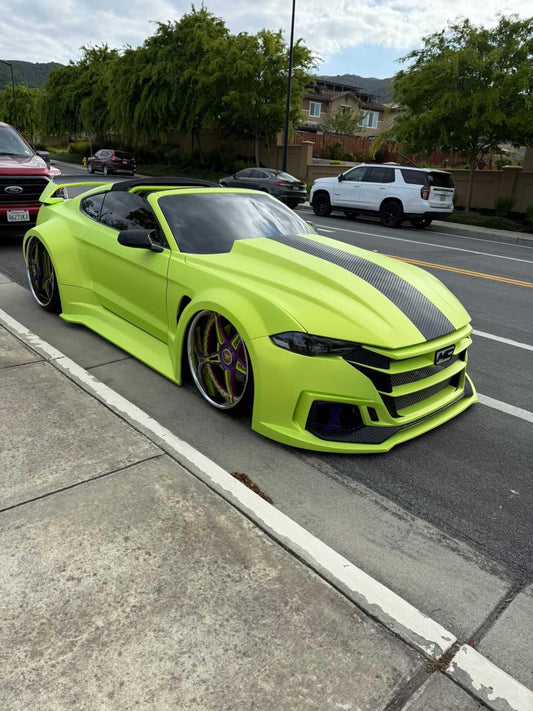 Ford Mustang Ecoboost GT 5.0 Mach1 Bullitt S550.2 2018 2019 2020 2021 2022 2023 with Aftermarket Parts - "DAWN" Front Bumper & Lip (Badge included) Carbon Fiber / FRP from Robot Craftsman