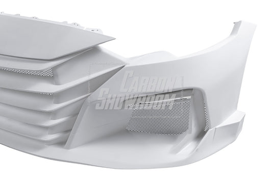 Ford Mustang Ecoboost V6 GT March1 Bullitt S550.2 2018 2019 2020 2021 2022 2023 & Mustang Ecoboost V6 GT March1 Bullitt S550.1 S550.2 2015 2016 2017 2018 2019 2020 2021 2022 2023 with Aftermarket Parts - DAWN Front Bumper & Lip (DRL & Badge included) & Replacement Front Lip Only Carbon Fiber / FRP from Robot Craftsman