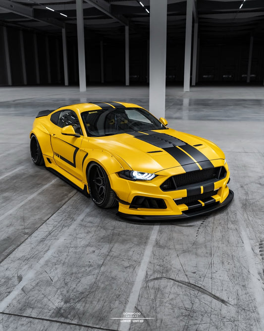 Ford Mustang Ecoboost V6 GT S550.1 2015 2016 2017 & Mustang Ecoboost V6 GT March1 Bullitt S550.2 2018 2019 2020 2021 2022 2023 with Aftermarket Parts - "STORM" Widebody Fender Flares Wheel Arches & Side Skirts Carbon Fiber / FRP from Robot Craftsman