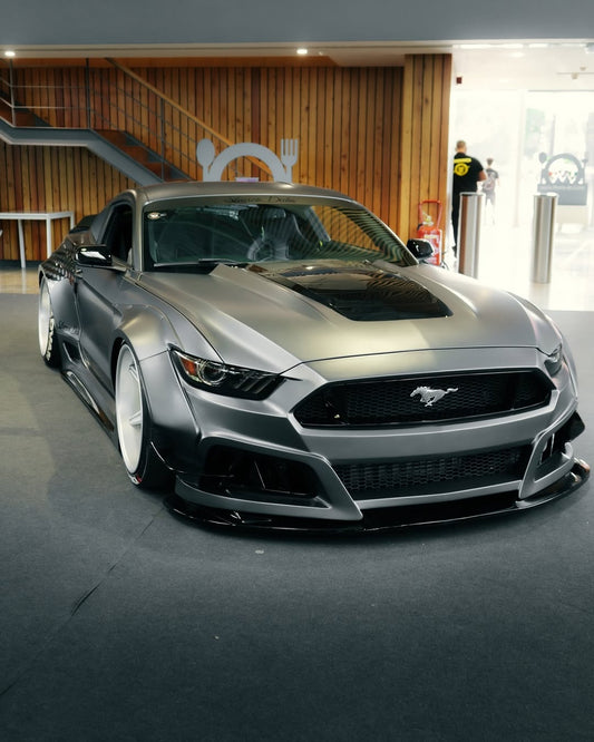 Ford Mustang Ecoboost V6 GT March1 Bullitt S550.1 S550.2 2015 2016 2017 2018 2019 2020 2021 2022 2023 with Aftermarket Parts - STORM Front Bumper Canards Carbon Fiber/FRP from Robot Craftsman