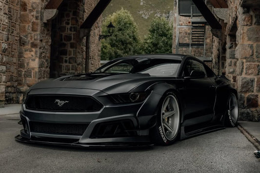 Ford Mustang Ecoboost V6 GT March1 Bullitt S550.1 S550.2 2015 2016 2017 2018 2019 2020 2021 2022 2023 with Aftermarket Parts - STORM Front Bumper Canards Carbon Fiber/FRP from Robot Craftsman