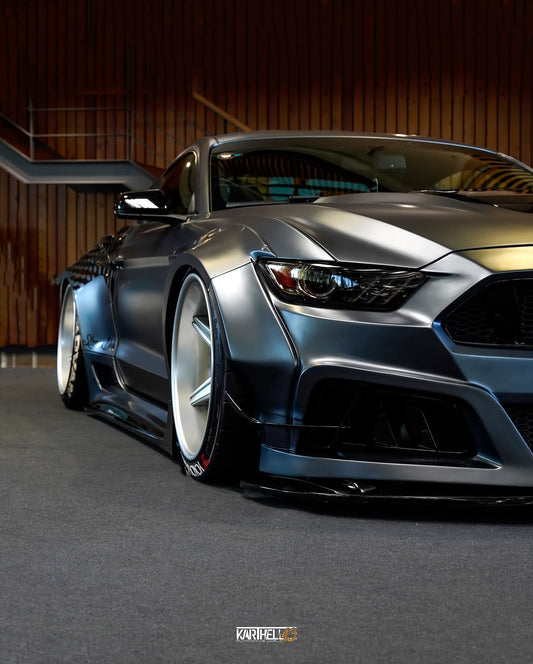 Ford Mustang Ecoboost V6 GT March1 Bullitt S550.1 S550.2 2015 2016 2017 2018 2019 2020 2021 2022 2023 with Aftermarket Parts - STORM Front Bumper Canards Carbon Fiber/FRP from Robot Craftsman