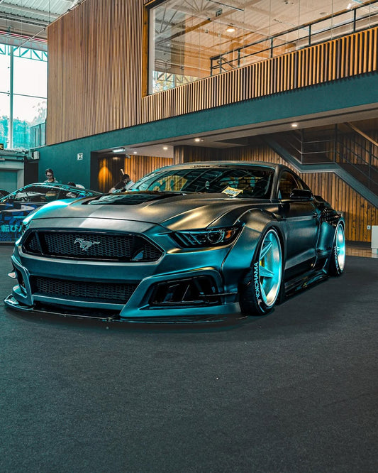 Ford Mustang Ecoboost V6 GT March1 Bullitt S550.1 S550.2 2015 2016 2017 2018 2019 2020 2021 2022 2023 with Aftermarket Parts - STORM Front Bumper Canards Carbon Fiber/FRP from Robot Craftsman
