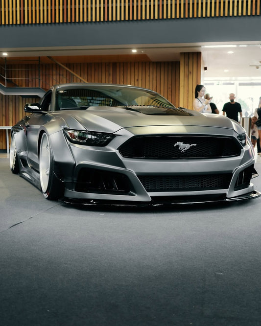 Ford Mustang Ecoboost V6 GT March1 Bullitt S550.1 S550.2 2015 2016 2017 2018 2019 2020 2021 2022 2023 with Aftermarket Parts - STORM Front Bumper Canards Carbon Fiber/FRP from Robot Craftsman