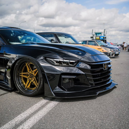 Ford Mustang Ecoboost V6 GT 5.0 Mach1 Bullitt S550.1 S550.2 2015 2016 2017 2018 2019 2020 2021 2022 2023 with Aftermarket Parts - DAWN Front Lip Carbon Fiber / FRP from Robot Craftsman