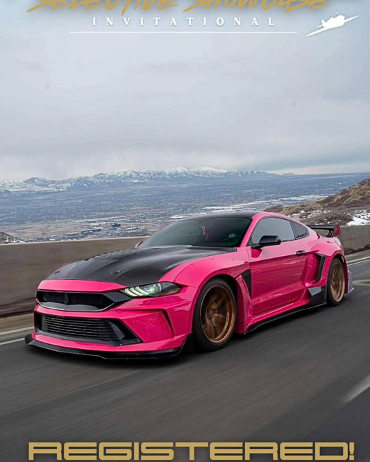 Ford Mustang Ecoboost V6 GT 2015 2016 2017 & Mustang Ecoboost V6 GT S550.1 2015 2016 2017 & Mustang Ecoboost V6 GT March1 Bullitt S550.2 2018 2019 2020 2021 2022 2023 with Aftermarket Parts - DUSK Front Bumper & Lip (Badge included) & Replacement Front Lip Only Carbon Fiber / FRP from Robot Craftsman