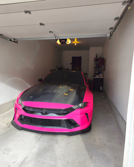 Ford Mustang Ecoboost V6 GT 2015 2016 2017 & Mustang Ecoboost V6 GT S550.1 2015 2016 2017 & Mustang Ecoboost V6 GT March1 Bullitt S550.2 2018 2019 2020 2021 2022 2023 with Aftermarket Parts - DUSK Front Bumper & Lip (Badge included) & Replacement Front Lip Only Carbon Fiber / FRP from Robot Craftsman