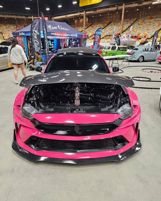 Ford Mustang Ecoboost V6 GT 2015 2016 2017 & Mustang Ecoboost V6 GT S550.1 2015 2016 2017 & Mustang Ecoboost V6 GT March1 Bullitt S550.2 2018 2019 2020 2021 2022 2023 with Aftermarket Parts - DUSK Front Bumper & Lip (Badge included) & Replacement Front Lip Only Carbon Fiber / FRP from Robot Craftsman