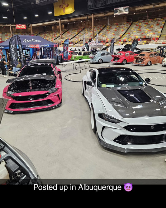Ford Mustang Ecoboost V6 GT 2015 2016 2017 & Mustang Ecoboost V6 GT S550.1 2015 2016 2017 & Mustang Ecoboost V6 GT March1 Bullitt S550.2 2018 2019 2020 2021 2022 2023 with Aftermarket Parts - DUSK Front Bumper & Lip (Badge included) & Replacement Front Lip Only Carbon Fiber / FRP from Robot Craftsman