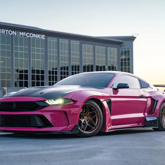 Ford Mustang Ecoboost V6 GT 2015 2016 2017 & Mustang Ecoboost V6 GT S550.1 2015 2016 2017 & Mustang Ecoboost V6 GT March1 Bullitt S550.2 2018 2019 2020 2021 2022 2023 with Aftermarket Parts - DUSK Front Bumper & Lip (Badge included) & Replacement Front Lip Only Carbon Fiber / FRP from Robot Craftsman