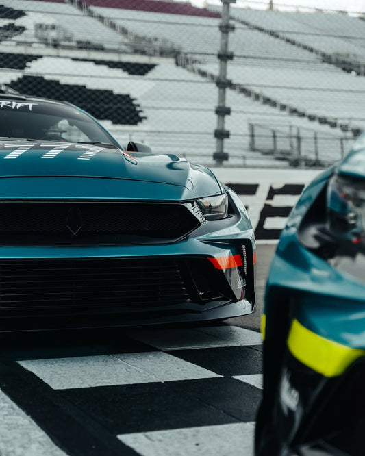 Ford Mustang Ecoboost V6 GT 2015 2016 2017 & Mustang Ecoboost V6 GT S550.1 2015 2016 2017 & Mustang Ecoboost V6 GT March1 Bullitt S550.2 2018 2019 2020 2021 2022 2023 with Aftermarket Parts - DUSK Front Bumper & Lip (Badge included) & Replacement Front Lip Only Carbon Fiber / FRP from Robot Craftsman