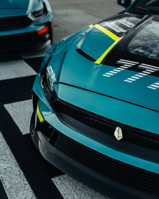 Ford Mustang Ecoboost V6 GT 2015 2016 2017 & Mustang Ecoboost V6 GT S550.1 2015 2016 2017 & Mustang Ecoboost V6 GT March1 Bullitt S550.2 2018 2019 2020 2021 2022 2023 with Aftermarket Parts - DUSK Front Bumper & Lip (Badge included) & Replacement Front Lip Only Carbon Fiber / FRP from Robot Craftsman