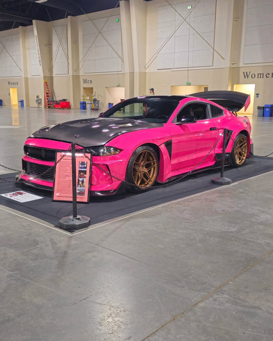 Ford Mustang Ecoboost V6 GT 2015 2016 2017 & Mustang Ecoboost V6 GT S550.1 2015 2016 2017 & Mustang Ecoboost V6 GT March1 Bullitt S550.2 2018 2019 2020 2021 2022 2023 with Aftermarket Parts - DUSK Front Bumper & Lip (Badge included) & Replacement Front Lip Only Carbon Fiber / FRP from Robot Craftsman