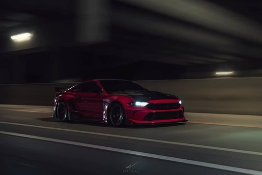 Ford Mustang Ecoboost V6 GT S550.1 2015 2016 2017 & Mustang Ecoboost V6 GT March1 Bullitt S550.2 2018 2019 2020 2021 2022 2023 with Aftermarket Parts - " DAWN & DUSK " Widebody Fender Flares Wheel Arches & Side Skirts Carbon Fiber / FRP from Robot Craftsman