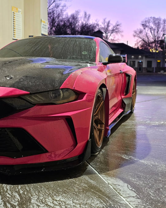 Ford Mustang Ecoboost V6 GT S550.1 2015 2016 2017 & Mustang Ecoboost V6 GT March1 Bullitt S550.2 2018 2019 2020 2021 2022 2023 with Aftermarket Parts - " DAWN & DUSK " Widebody Fender Flares Wheel Arches & Side Skirts Carbon Fiber / FRP from Robot Craftsman