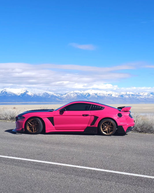 Ford Mustang Ecoboost V6 GT S550.1 2015 2016 2017 & Mustang Ecoboost V6 GT March1 Bullitt S550.2 2018 2019 2020 2021 2022 2023 with Aftermarket Parts - " DAWN & DUSK " Widebody Fender Flares Wheel Arches & Side Skirts Carbon Fiber / FRP from Robot Craftsman